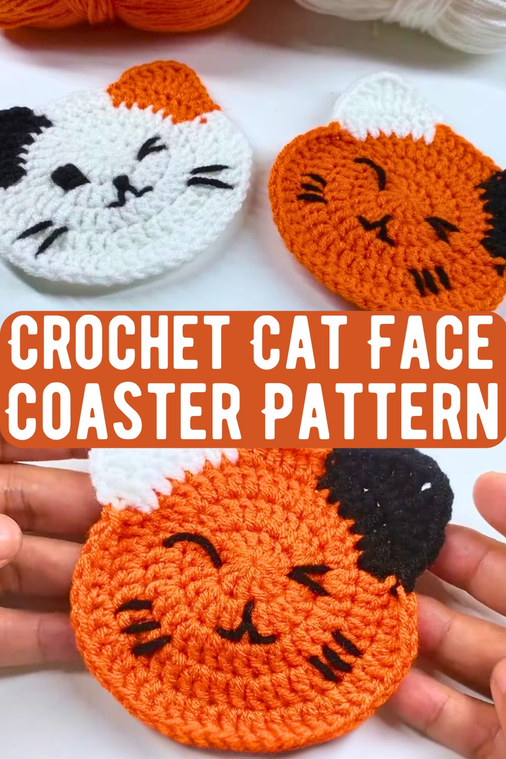 Crochet Cat Face Coaster Pattern