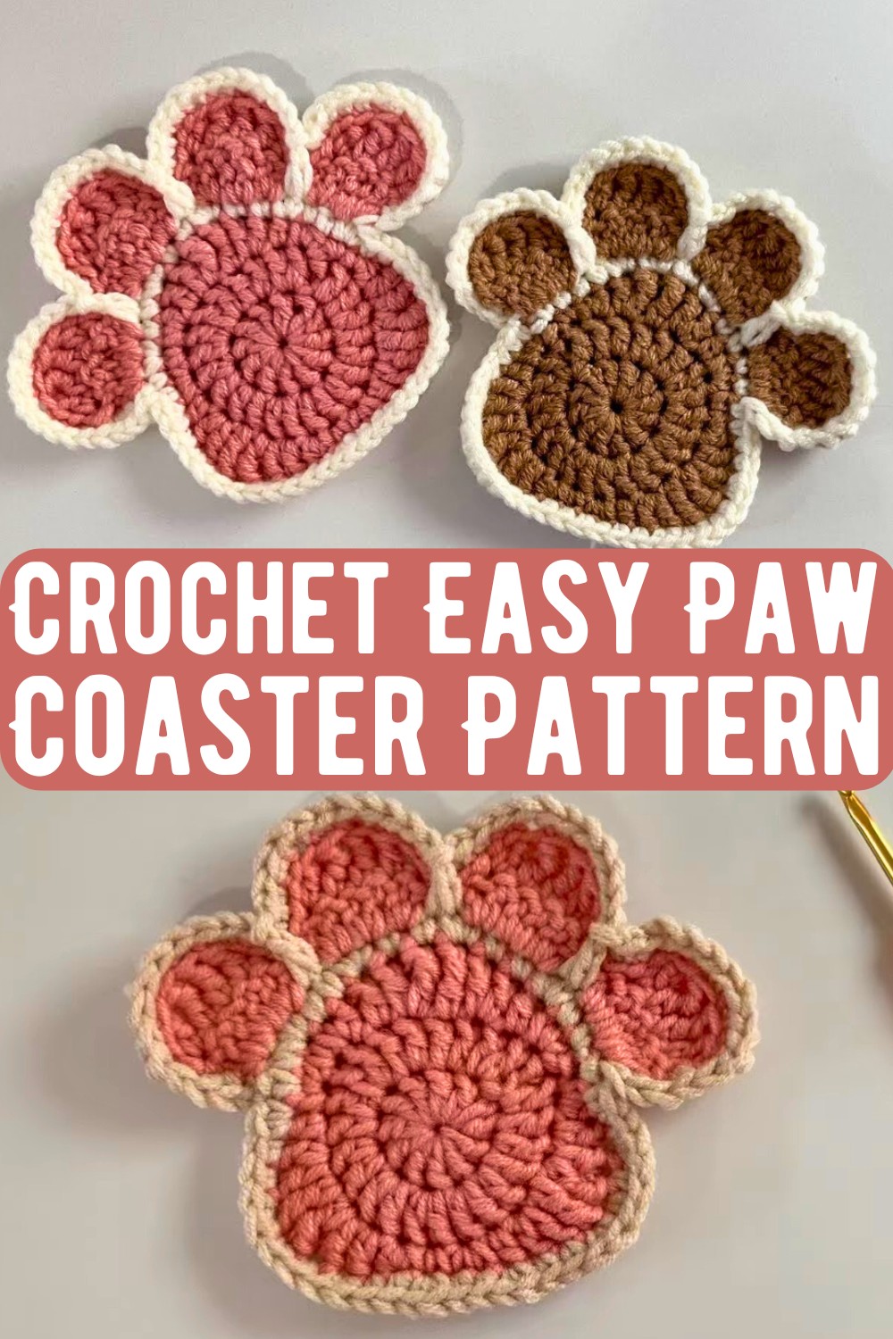 Crochet Easy Paw Coaster Pattern