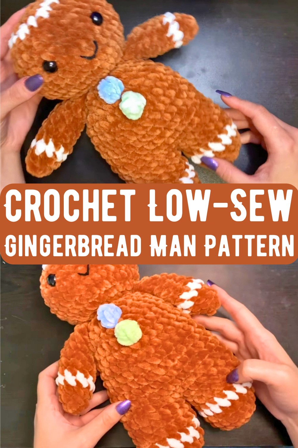 Crochet Low-Sew Gingerbread Man Pattern