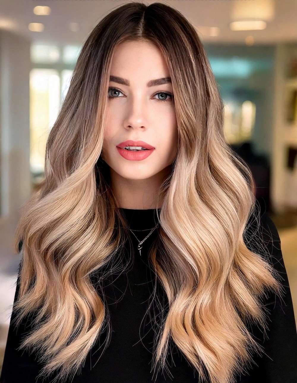 Dark to Light Balayage Transition