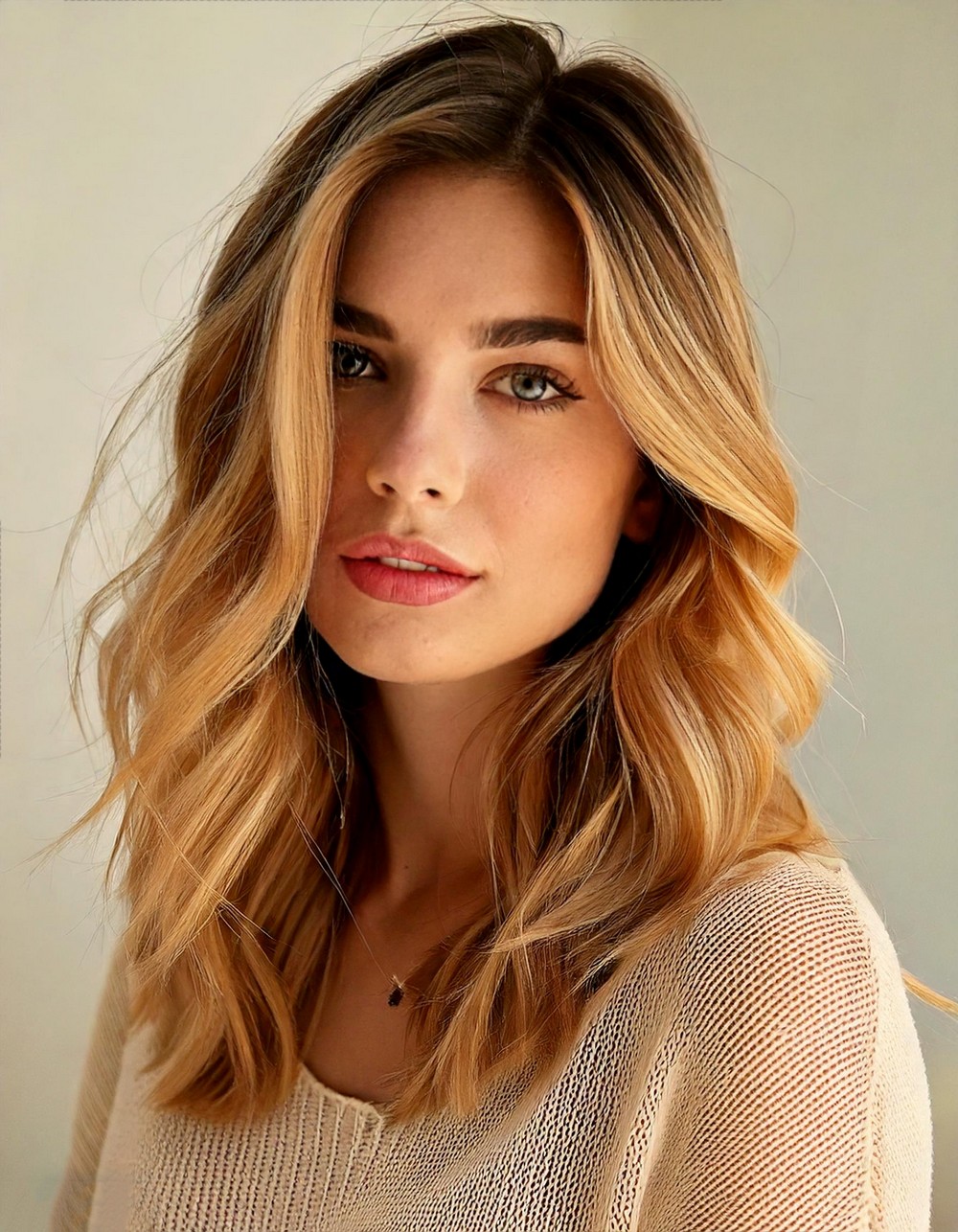 Golden Hour Glow Warm Blonde Balayage Lob