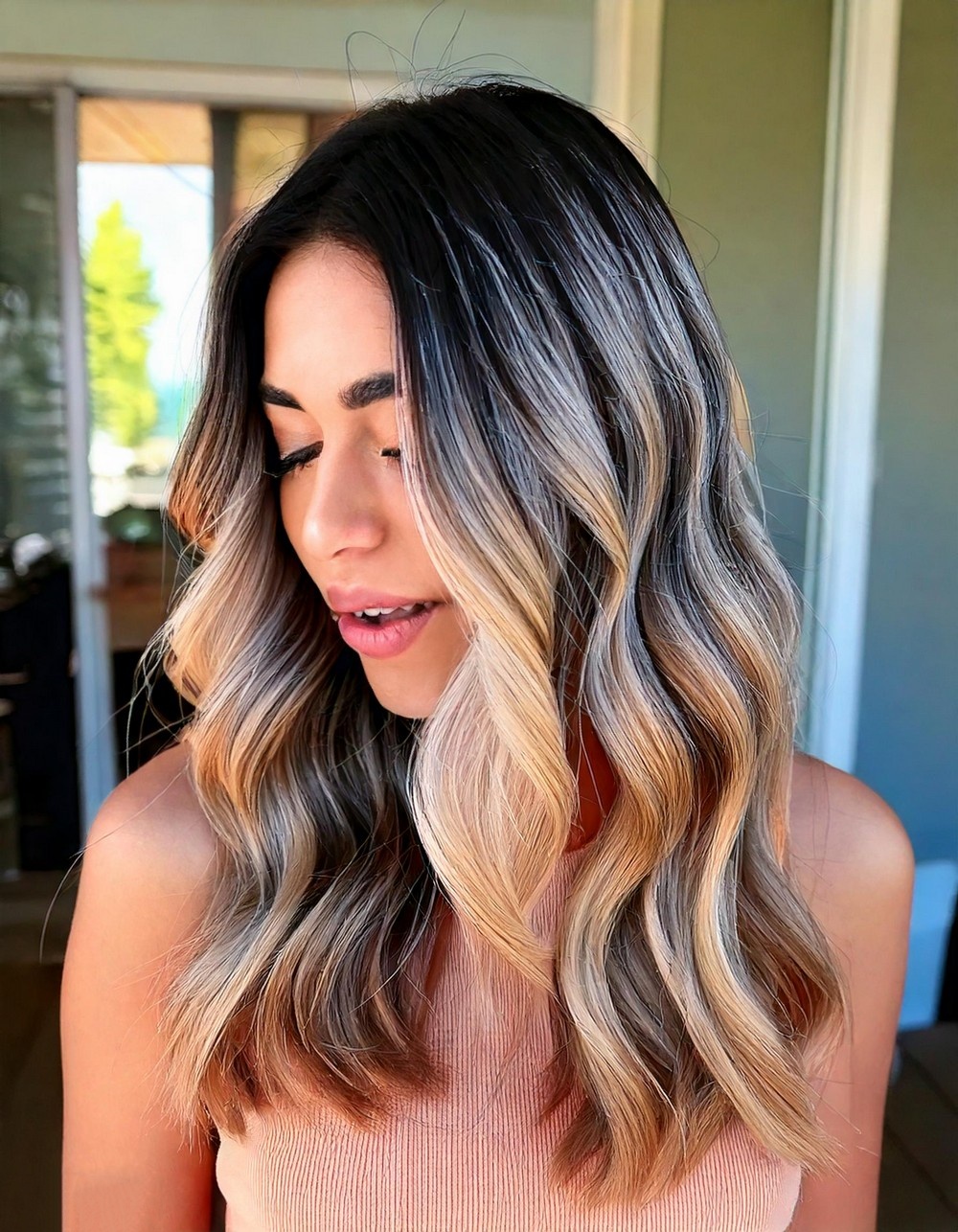 Icy Blonde Balayage Waves