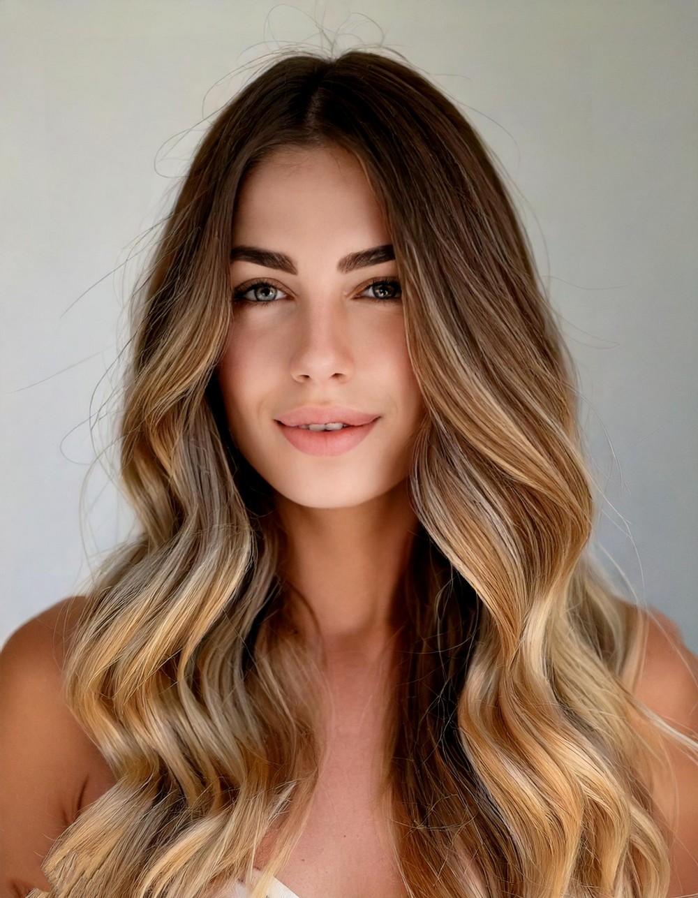 Long Hair with Light Brown Highlights and Lowlights