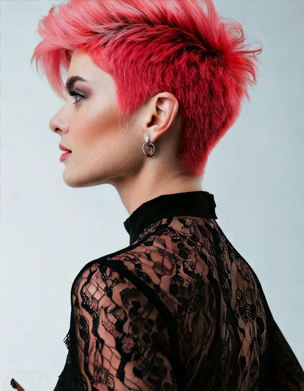 Short Hair with Dusty Pink Highlights