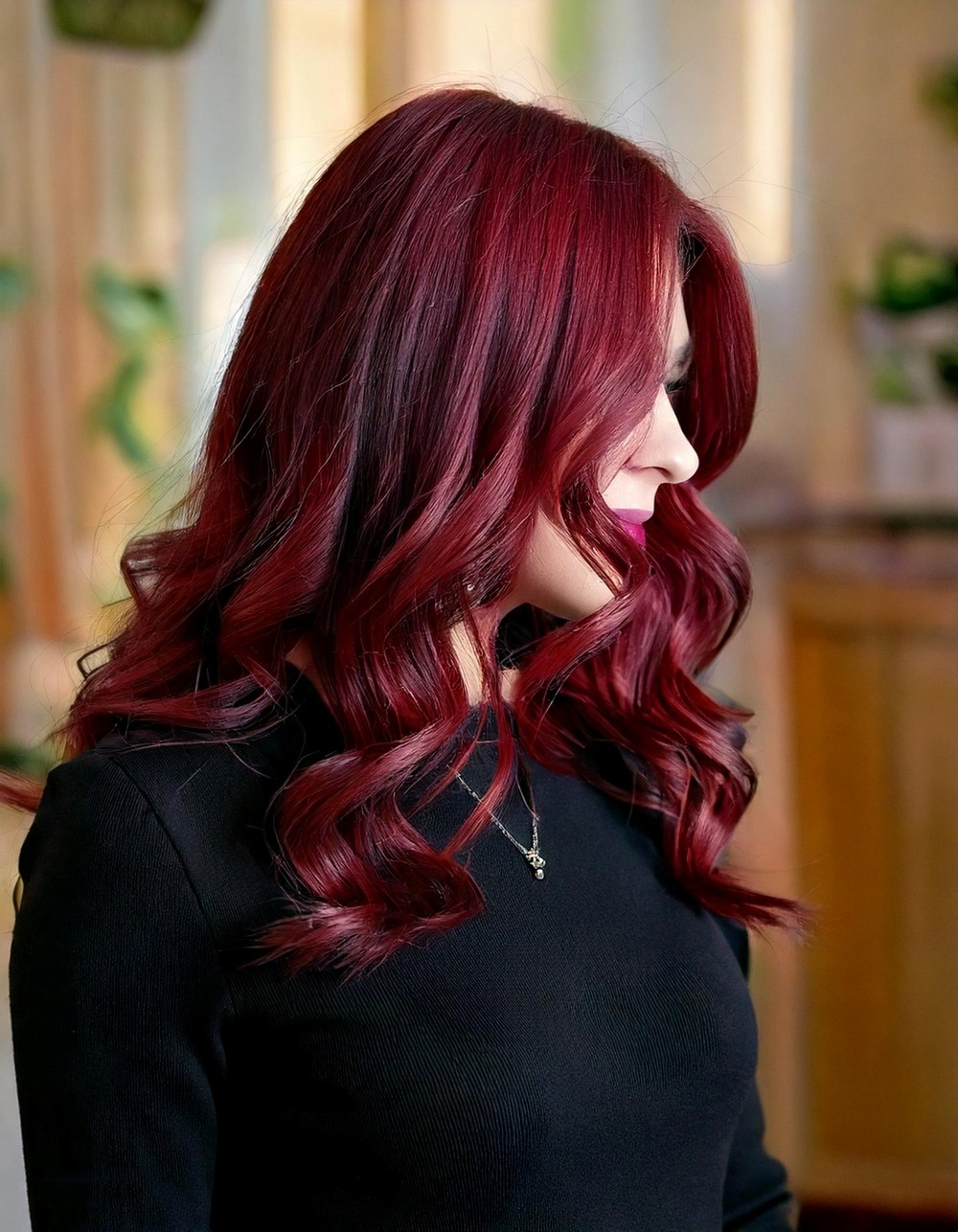 Subtle Burgundy Waves