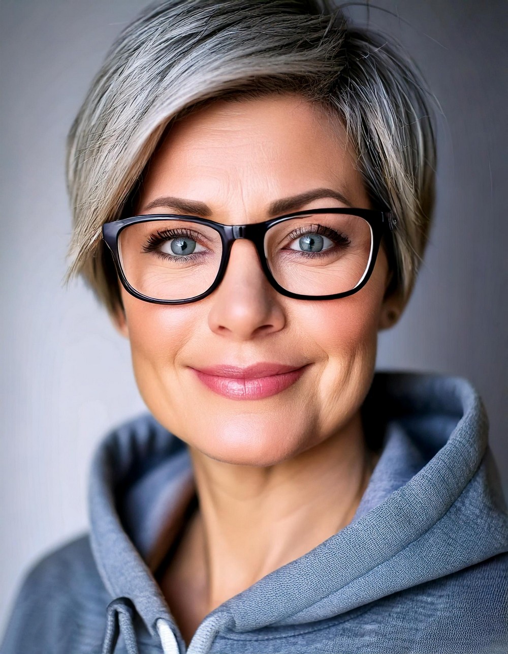 Textured Pixie with Soft Gray Highlights