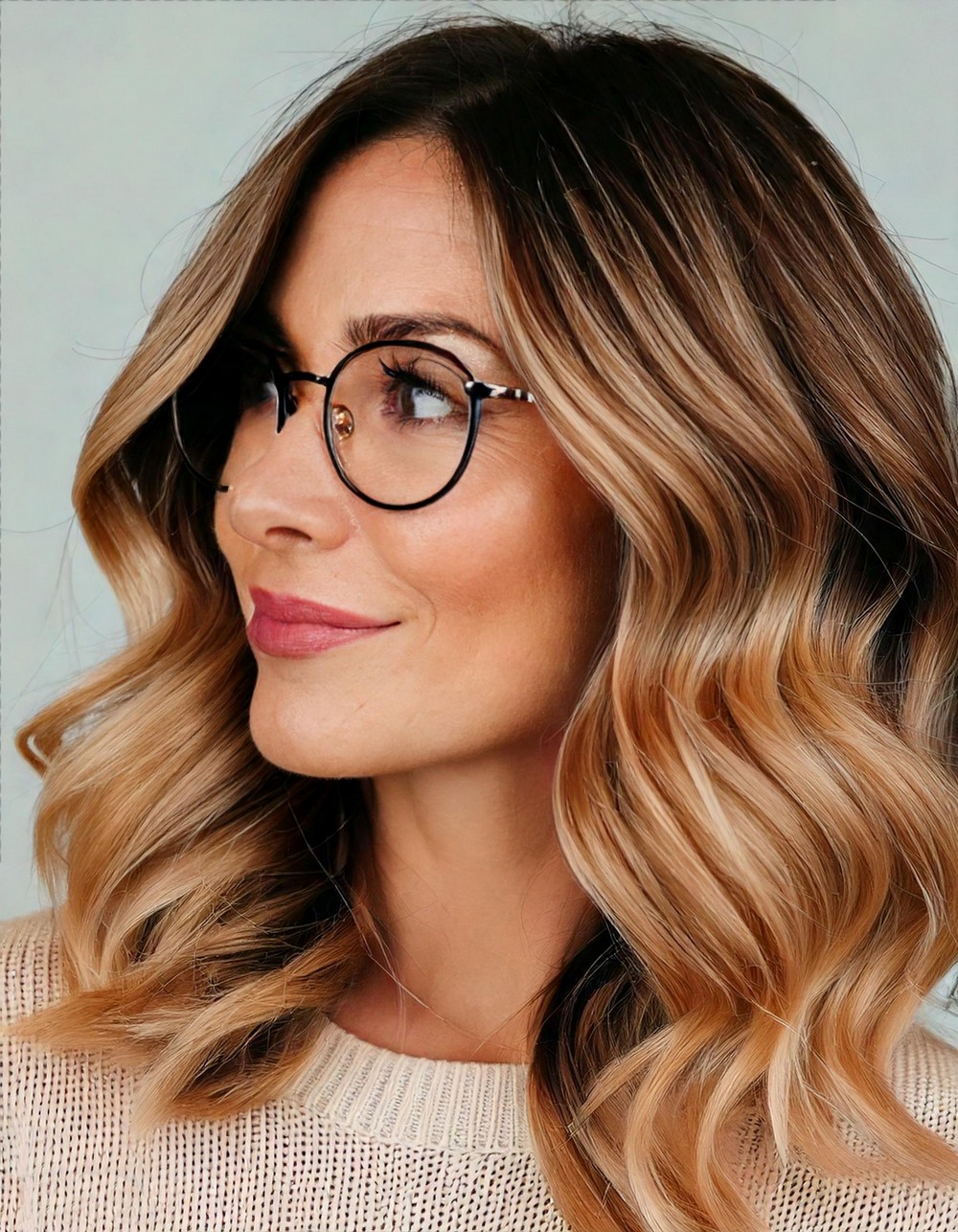 Wavy Lob with Sun-Kissed Balayage