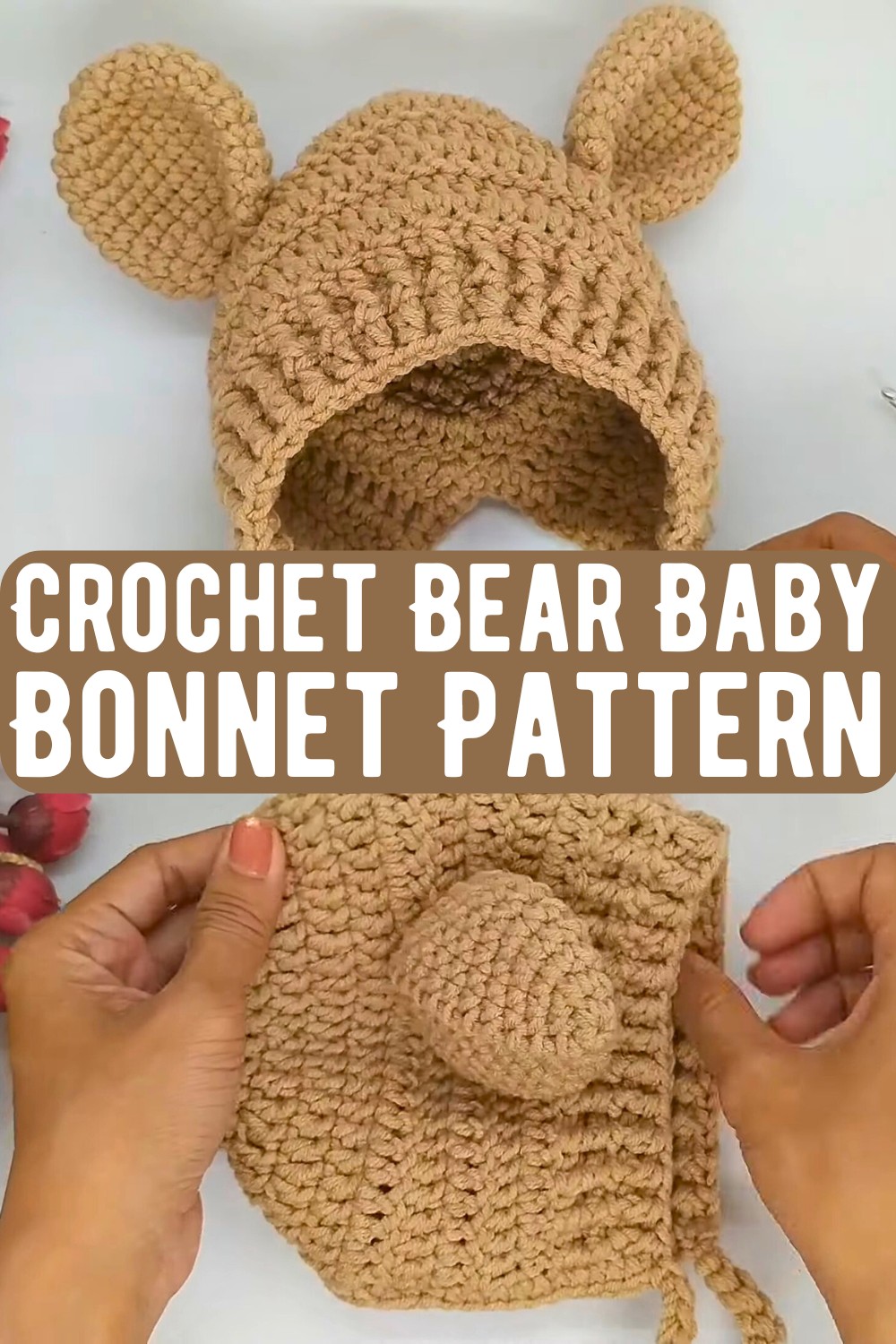 Crochet Bear Baby Bonnet Pattern