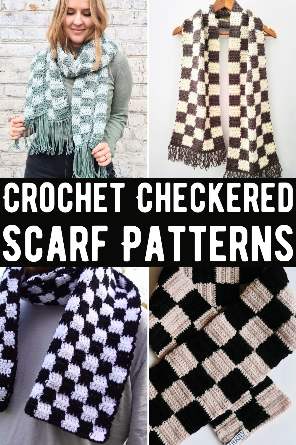 Crochet Checkered Scarf Patterns