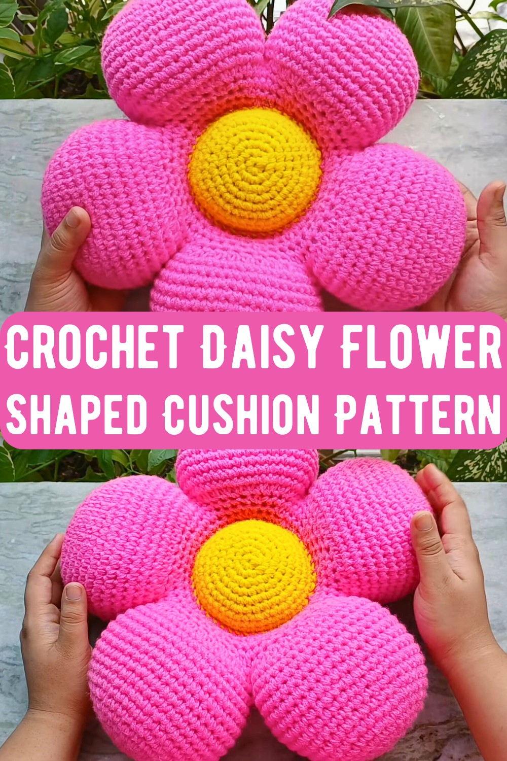 Crochet Daisy Flower Shaped Cushion Pattern