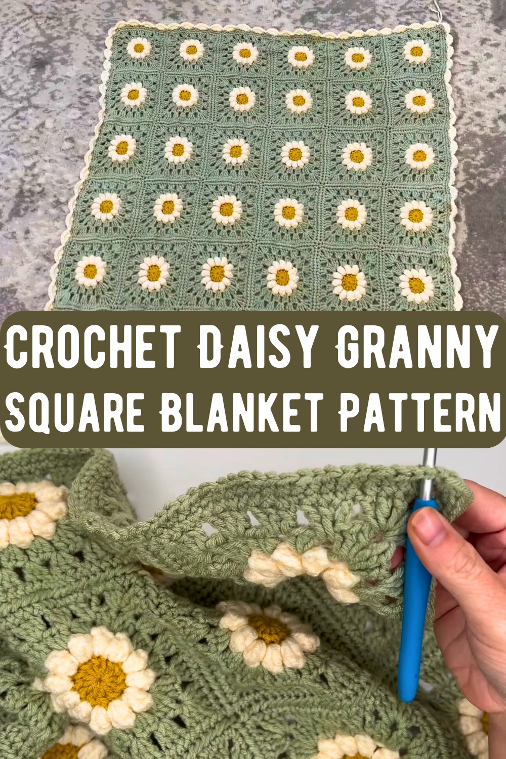 Crochet Daisy Granny Square Blanket Pattern