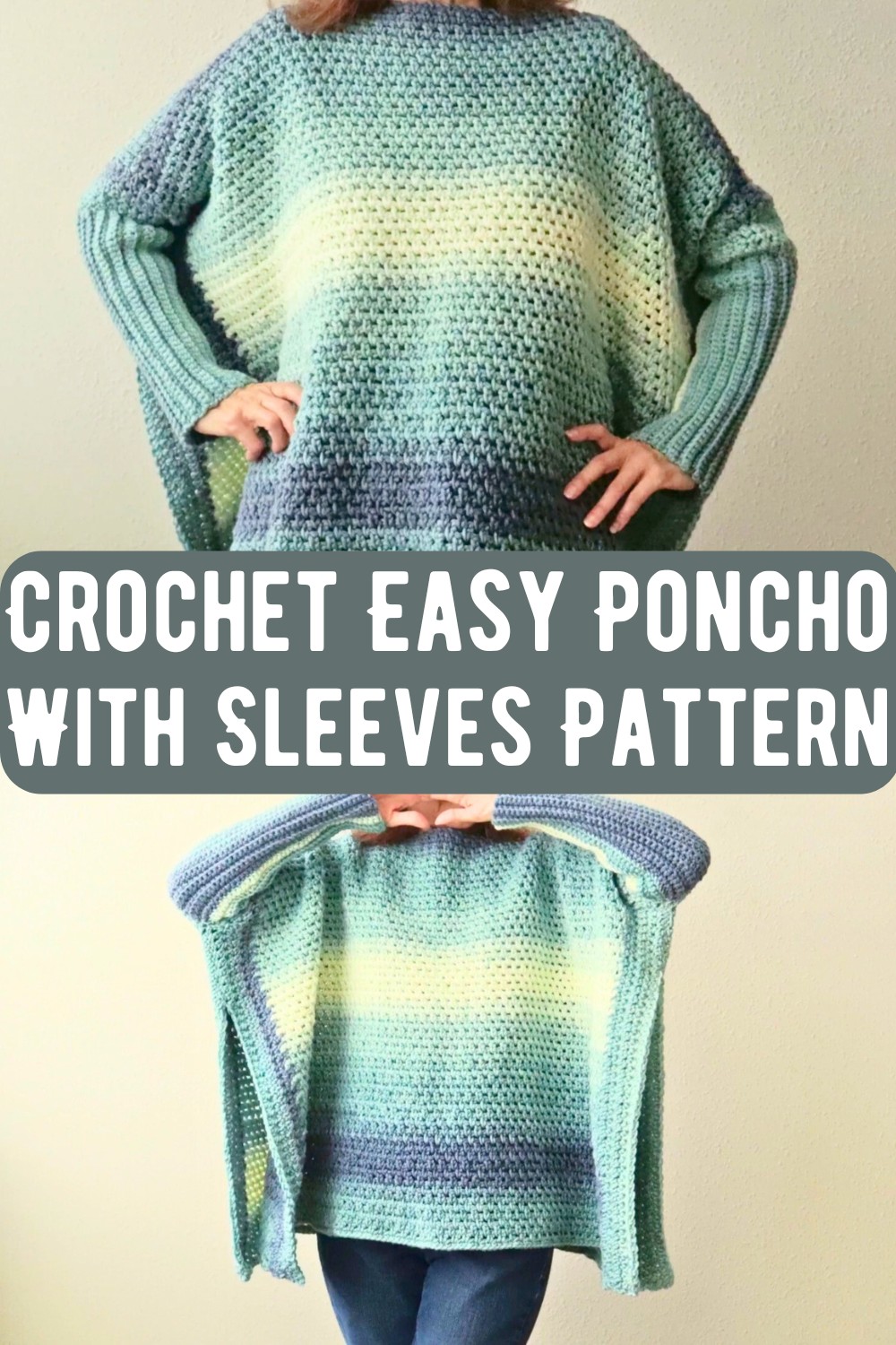 Crochet Easy Poncho With Sleeves Pattern