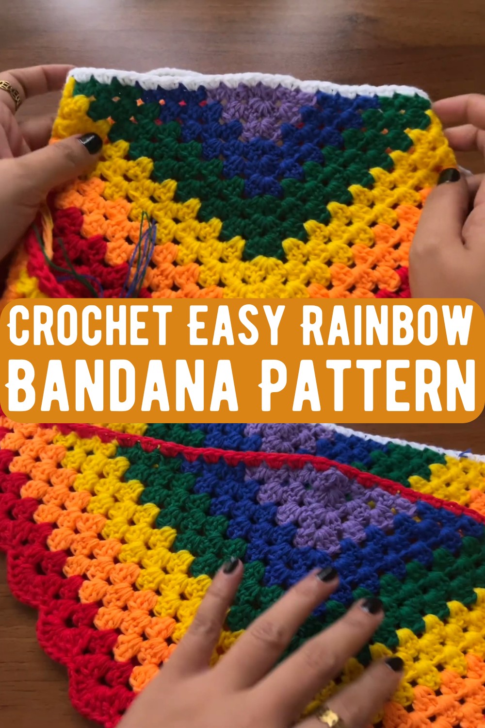 Crochet Easy Rainbow Bandana Pattern