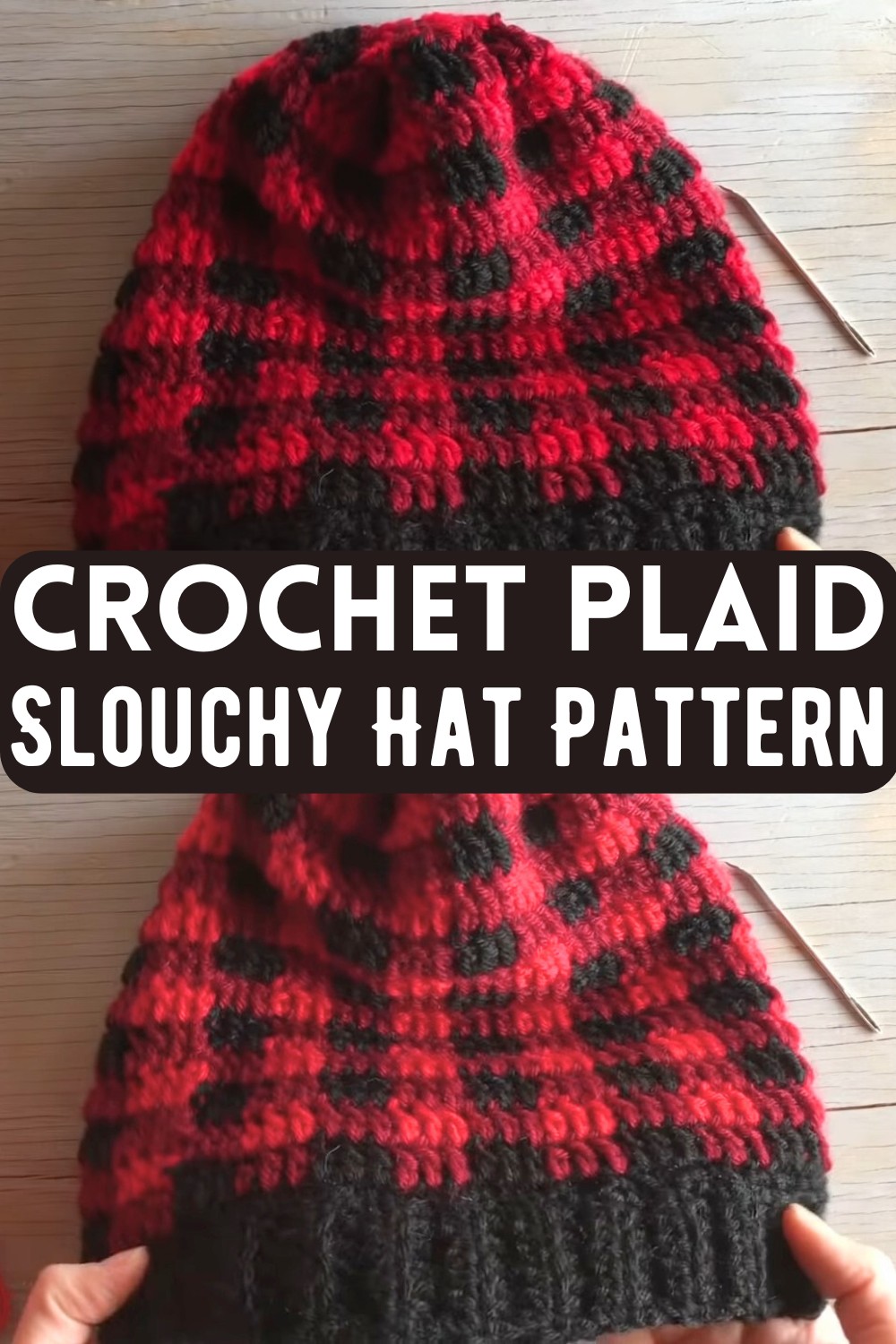 Crochet Plaid Slouchy Hat Pattern