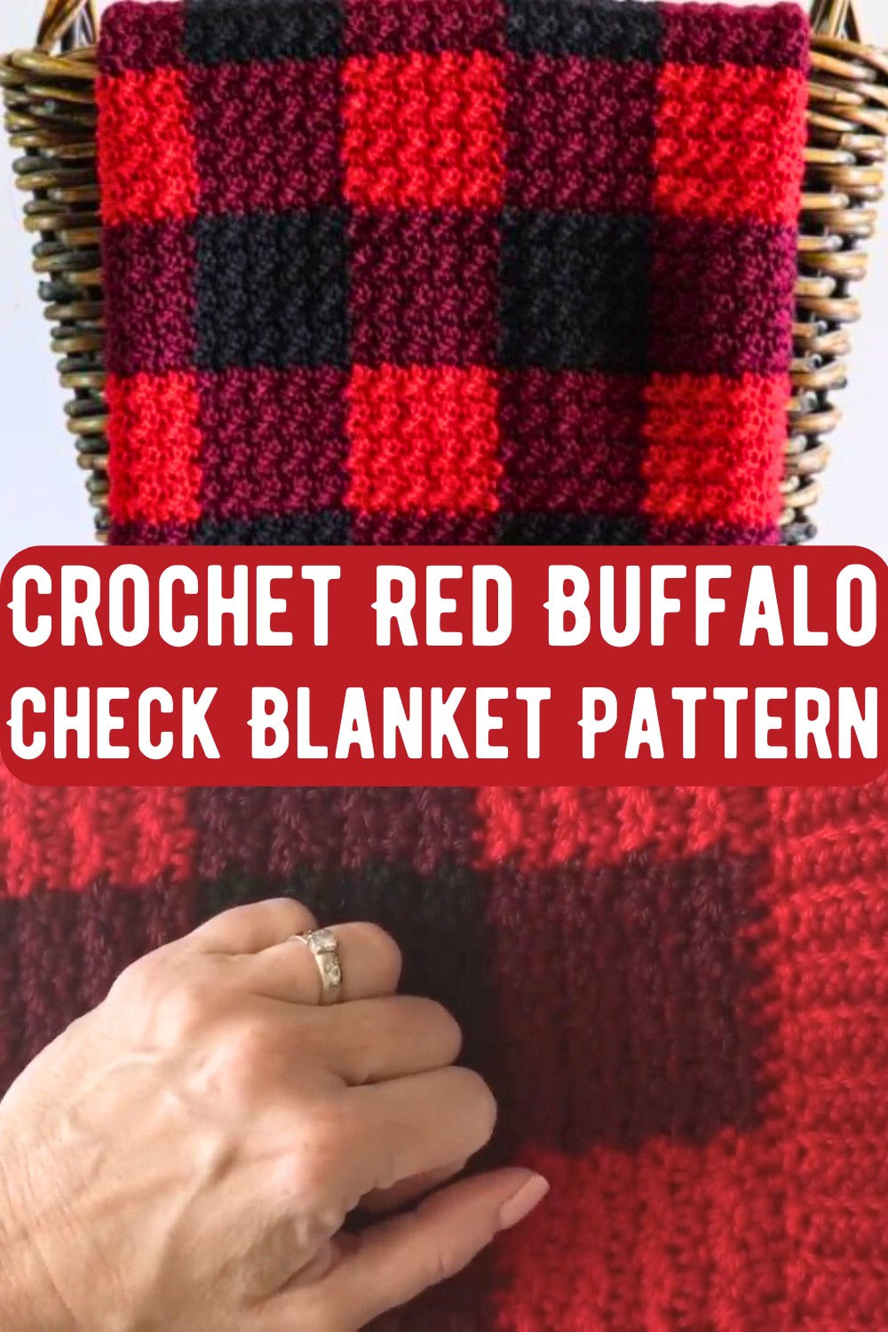 Crochet Red Buffalo Check Blanket Pattern