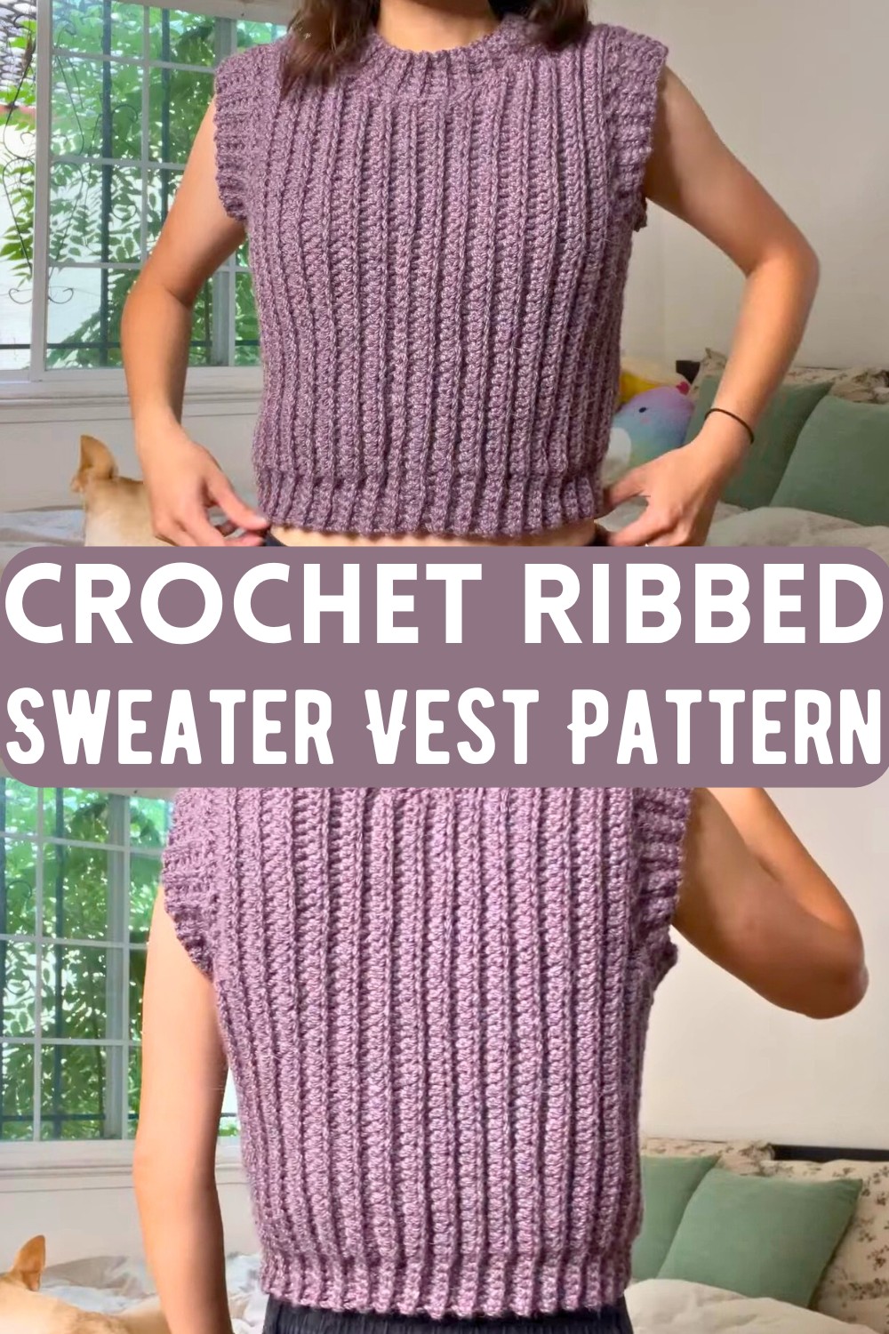 Crochet Ribbed Sweater Vest Pattern