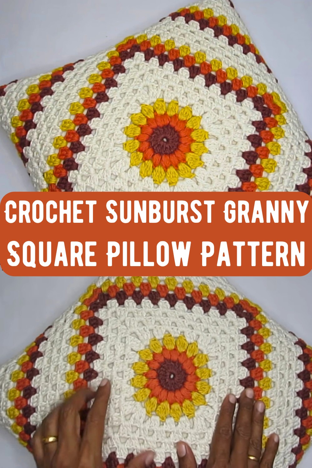 Crochet Sunburst Granny Square Pillow Pattern