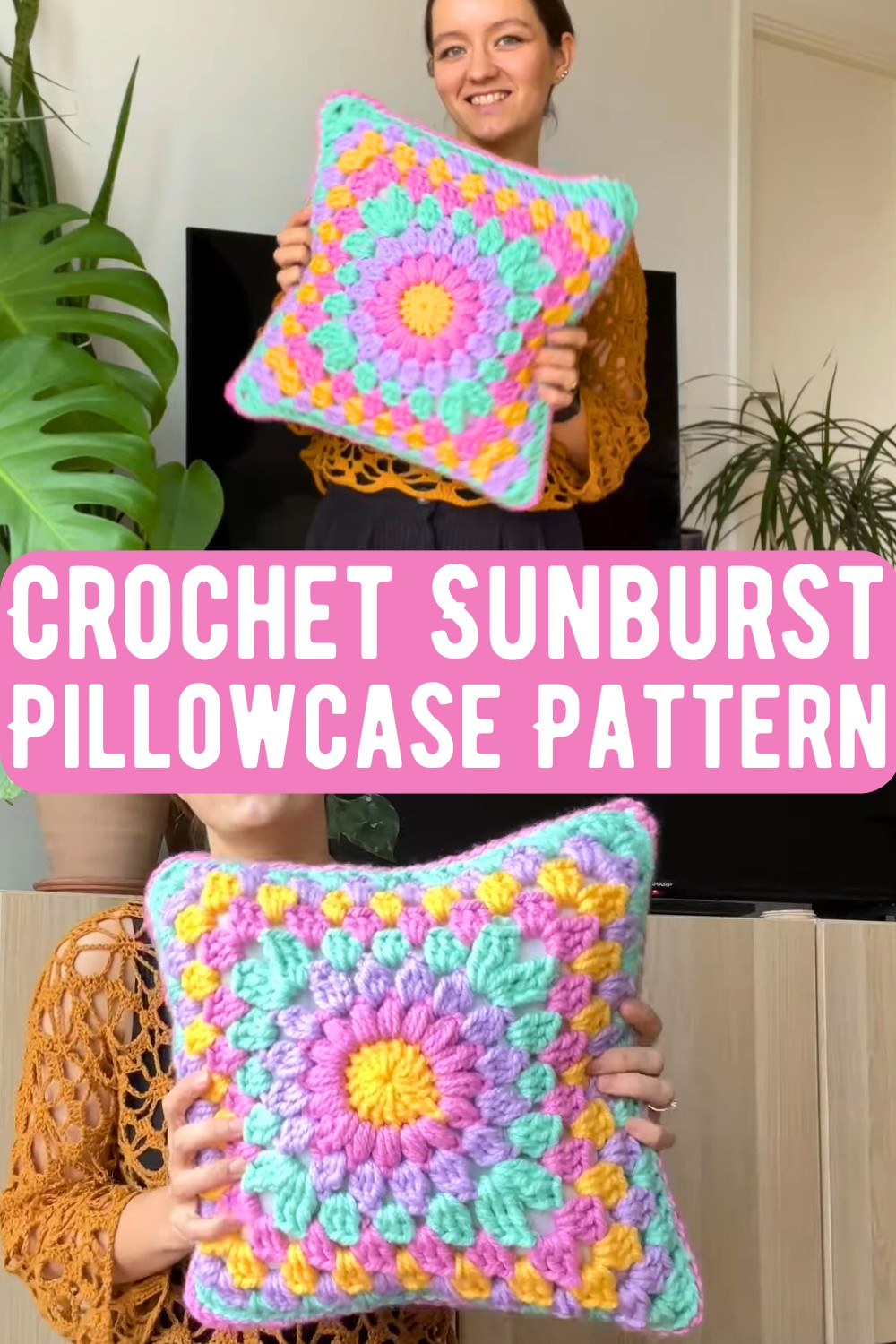 Crochet Sunburst Pillowcase Pattern