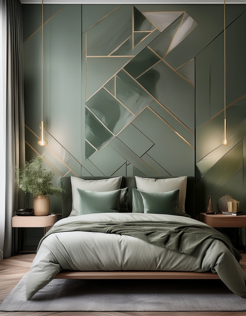 Geometric Sage & Grey Accent